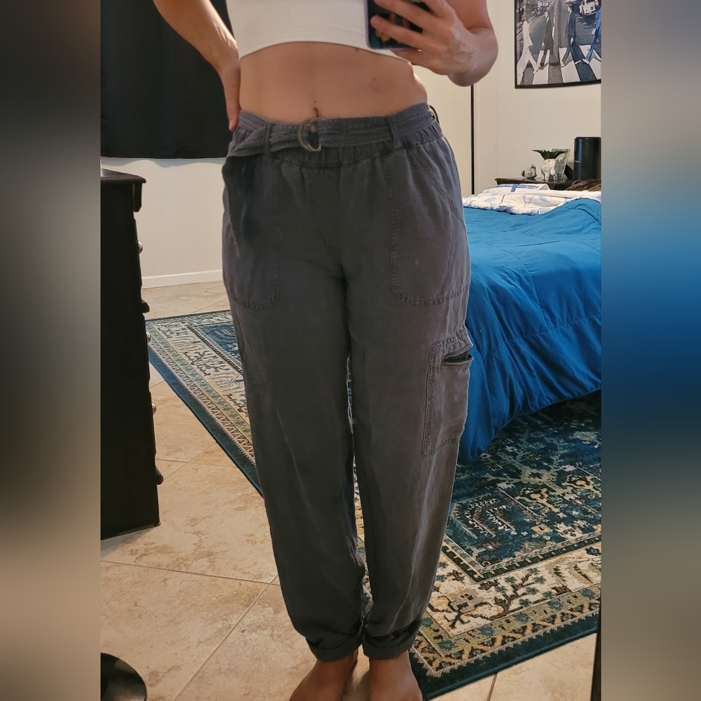 Nicole Miller Charcoal Drawstring Cargo Capris